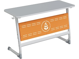 Стол 2-местный школьный 5-7 г/р "Логика" АГРОТЕХ с перфорированным экраном (серый/оранжевый, м/к белый)