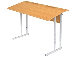 Стол с наклоном столешницы 10° школьный 2-местный 3-5 г/р регулируемый (бук, м/к серый, квадратная труба)
