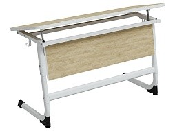 Стол 2-местный школьный 3-5 г/р "Логика" с наклоном столешницы 0-15° (дуб "Бардолино", м/к белый)
