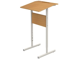 Стол-конторка для работы стоя 2-4 г/р для школьника, наклон 10° с полкой СТСо2 (бук, м/к серый, плоскоовальная труба)