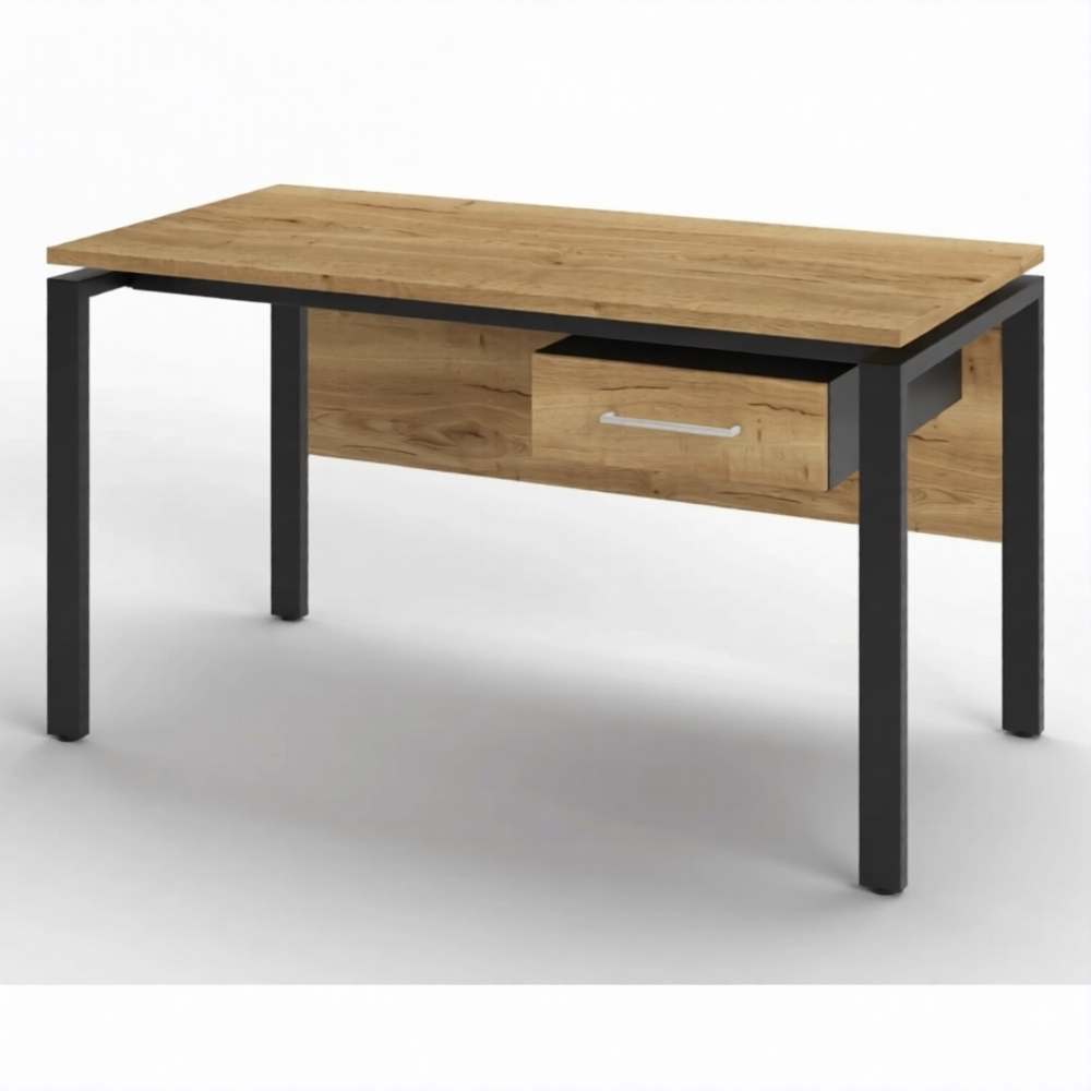 Стол рабочий 1 ящик СрТ-21 (тип 1) (1600х600х750) (столешница ЛДСП дуб вотан, каркас черный)