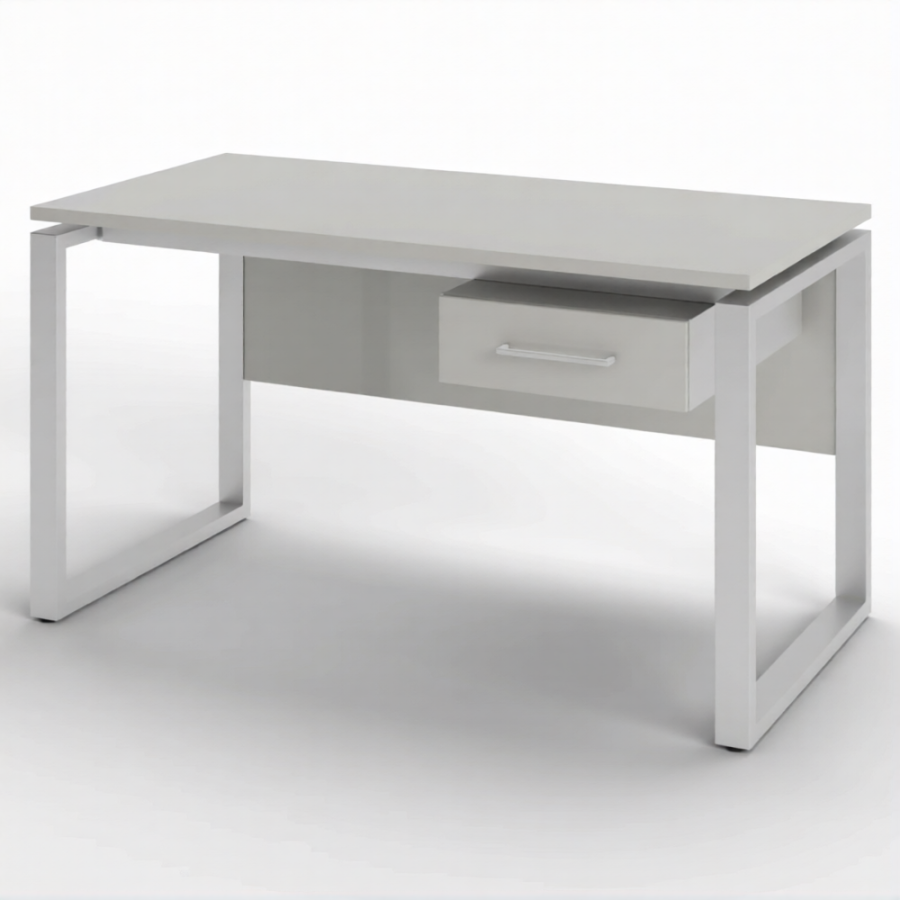 Стол рабочий 1 ящик СрТ-21 (тип 2) (1400х700х750) (столешница ЛДСП серый, каркас серый)