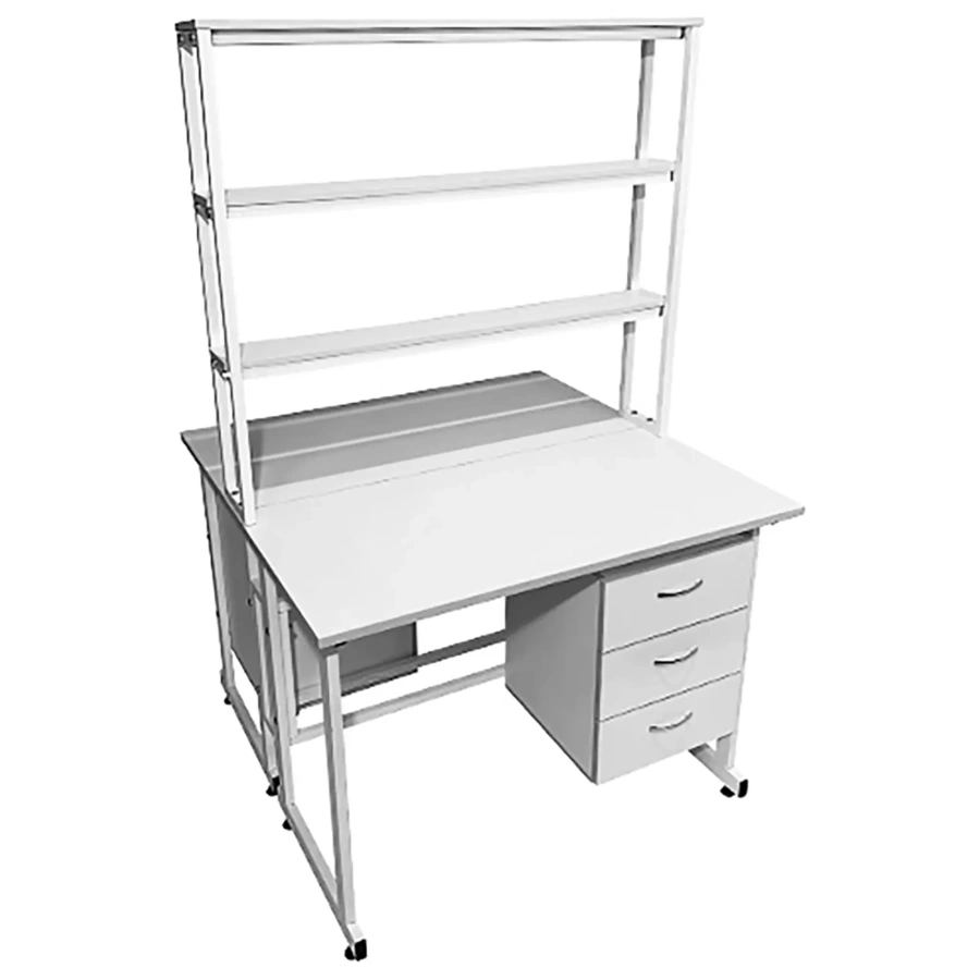 Стол лабораторный островной с надстройкой Сло 22.021 (белый)