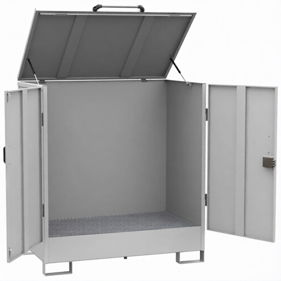 Депо для 2-х бочек, настил ПВЛ, сточный поддон