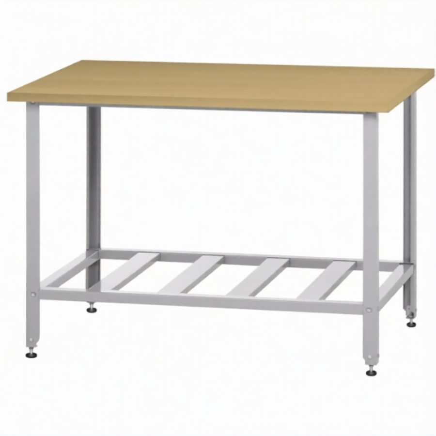 Стол кондитерский СПРн 860х1500х600 «Norma Zn» бук/40 (полка-решетка, ножка угловая)