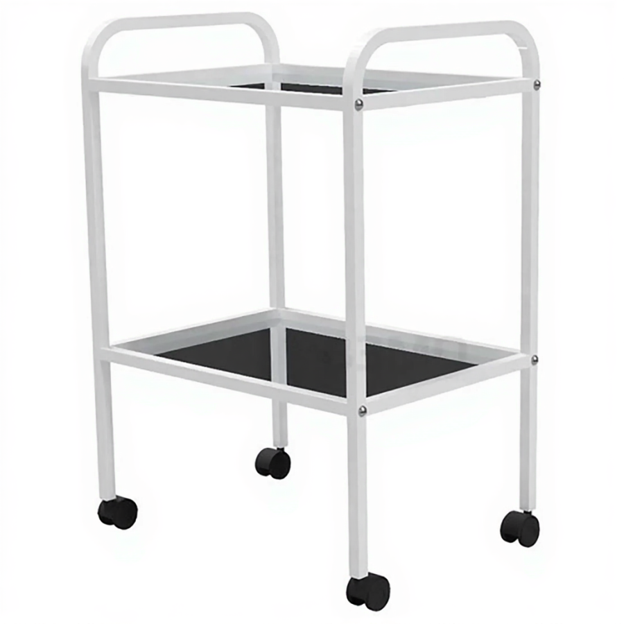 Стол медицинский инструментальный СМИ-02 (полки металл + стекло колёса серая резина)