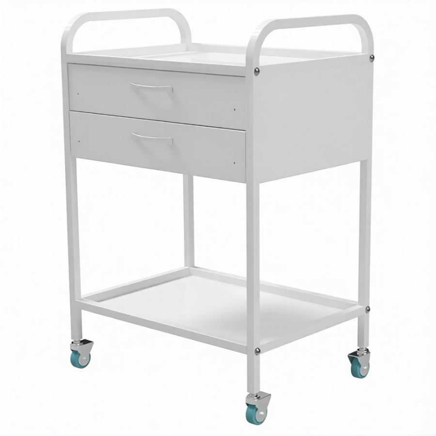 Стол медицинский инструментальный СМИ-02-02 (полки металл, колёса серая резина)