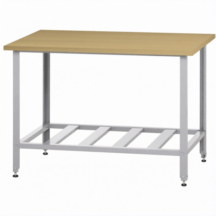 Стол кондитерский СПРн 860х1500х600 «Norma Zn» бук/40 (полка-решетка, ножка угловая)